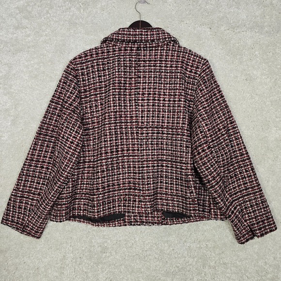 Talbots Jacket Womens 24W Red‎ Black Full Zip Long Sleeve Lined Career Preppy - Picture 8 of 13